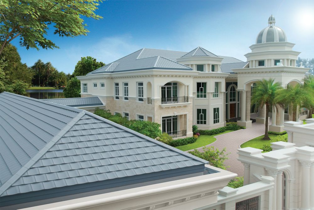 Blue modern ceramic roof tile