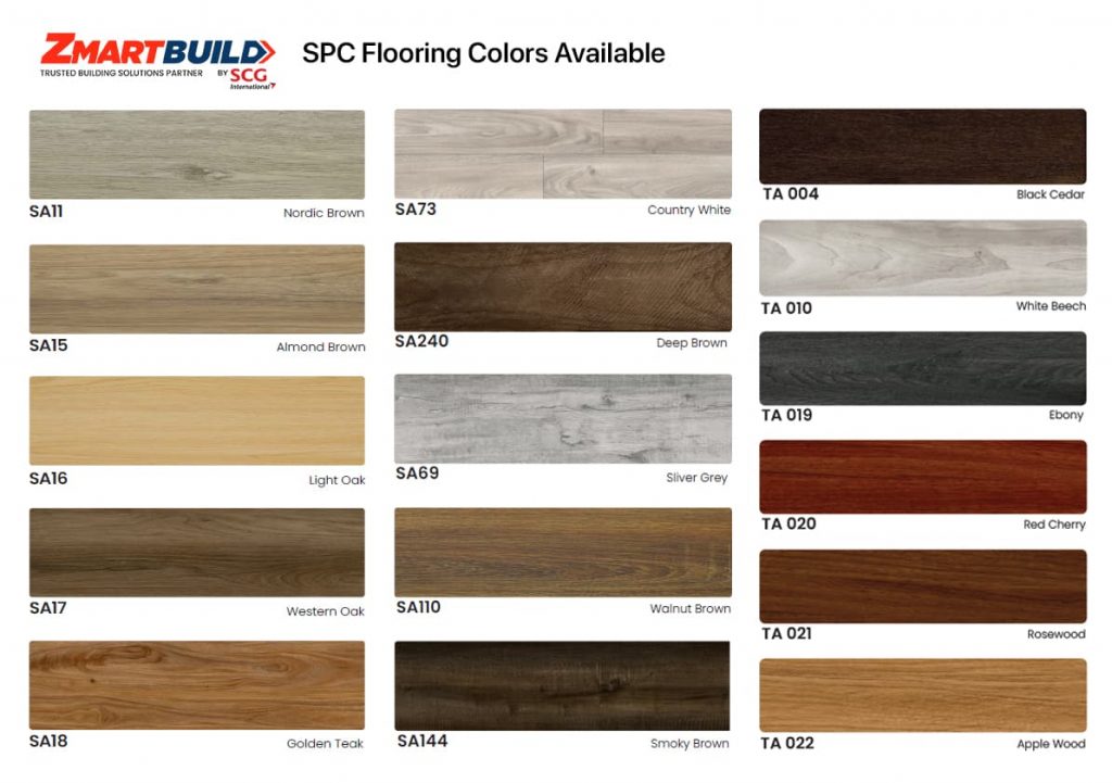 ZMARTBUILD SPC Floor colors Available