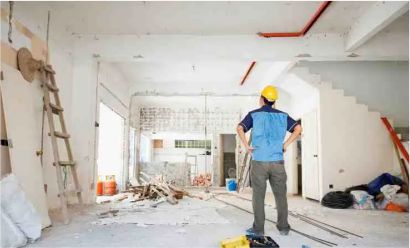 Readymade concrete wall used in renovation or remodelling of a house