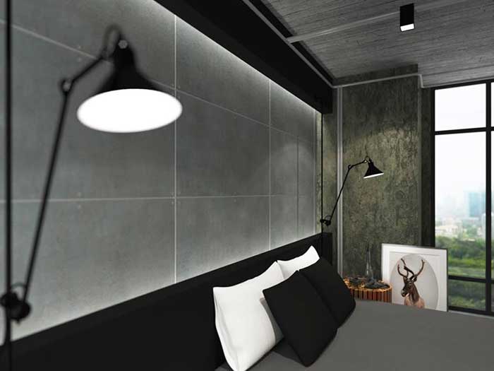 Decorate bedroom to be loft style by using SCG cement board