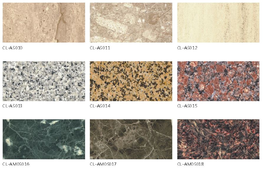 High Density Fiber Cement Board - Color Chart - Marble texture - Wood texture series 4