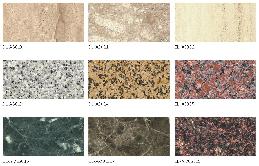 High Density Fiber Cement Board - Color Chart - Marble texture - Wood texture series 4