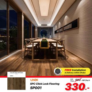 SPC Click Lock Flooring (SP001) Size: 180x1220x4 mm