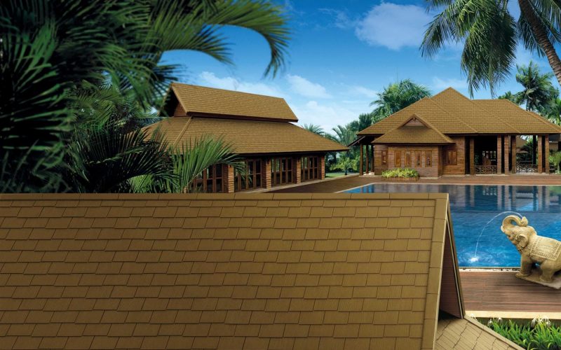 Fiber Cement Roof for Resort and Spa - Ayara Timber Grain - Walnut Brown